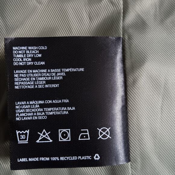 Bernardo Long Hooded Raincoat Olive Green Womens M Minimalist - Picture 12 of 12